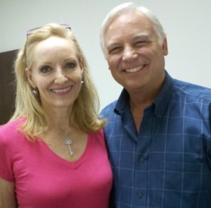 Robin Jay with Jack Canfield on the set of her movie, "The Keeper of the Keys"