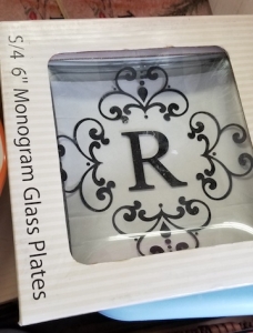 "R" Monogram Dessert Plates, NEW