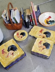 5-19 Sale, Rooster Plates for 8, Books